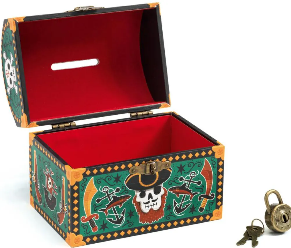 Hot Djeco Sparebøsse - Kiste med pirater og hængelås
