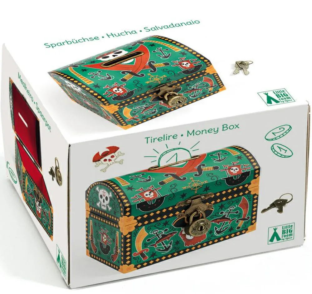 Hot Djeco Sparebøsse - Kiste med pirater og hængelås