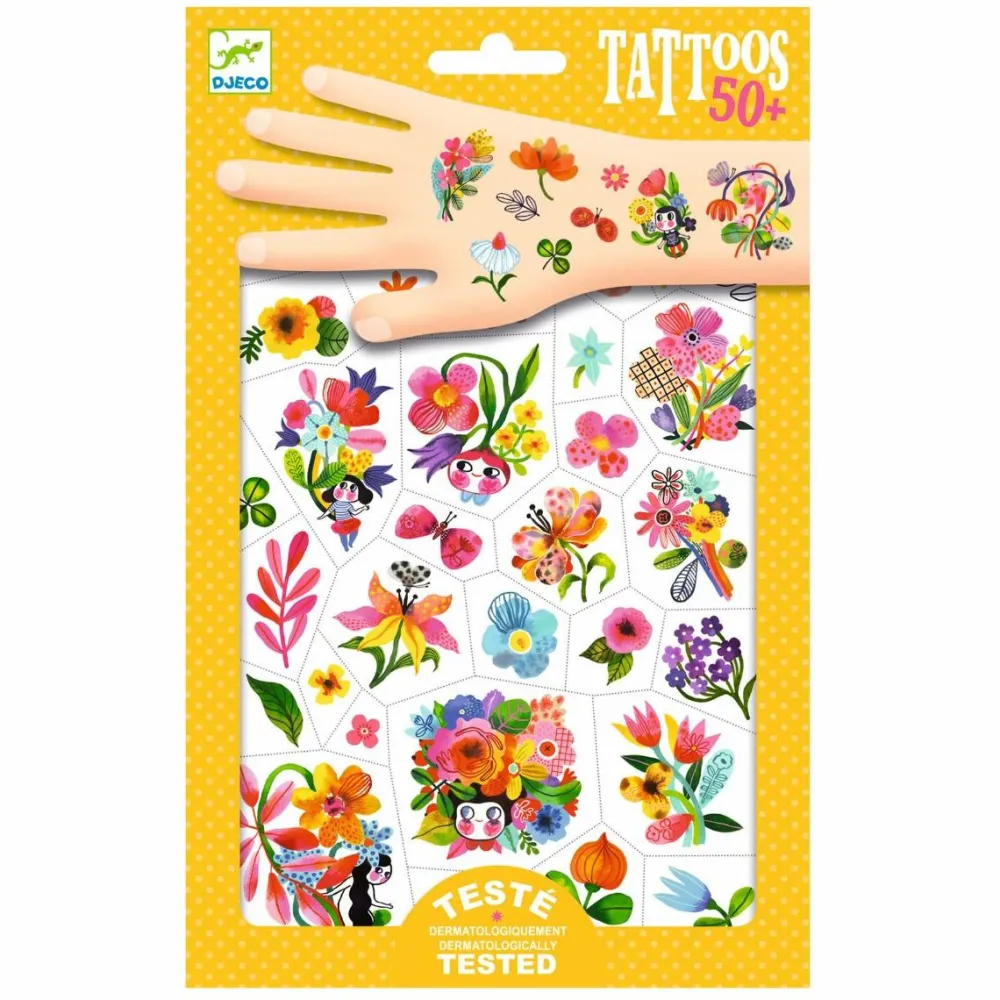 Best Djeco Tatoveringer - Farvestrålende blomster