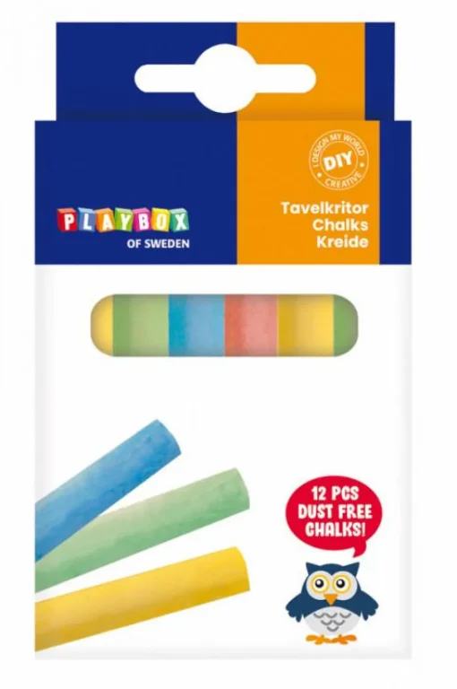 Clearance Playbox Tavlekridt - Kulørt, 12 stk