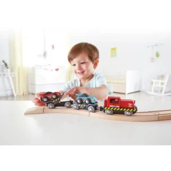 Outlet Hape Tog tilbehør - Transporttog m. racerbiler, 6 dele