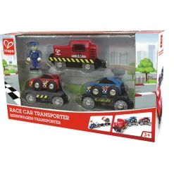 Outlet Hape Tog tilbehør - Transporttog m. racerbiler, 6 dele