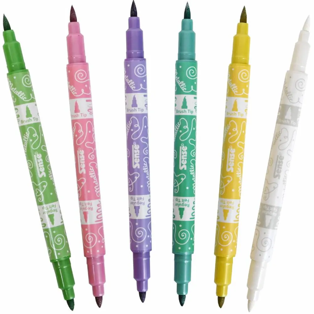 Hot Twin Markers - Metallic, 6 stk