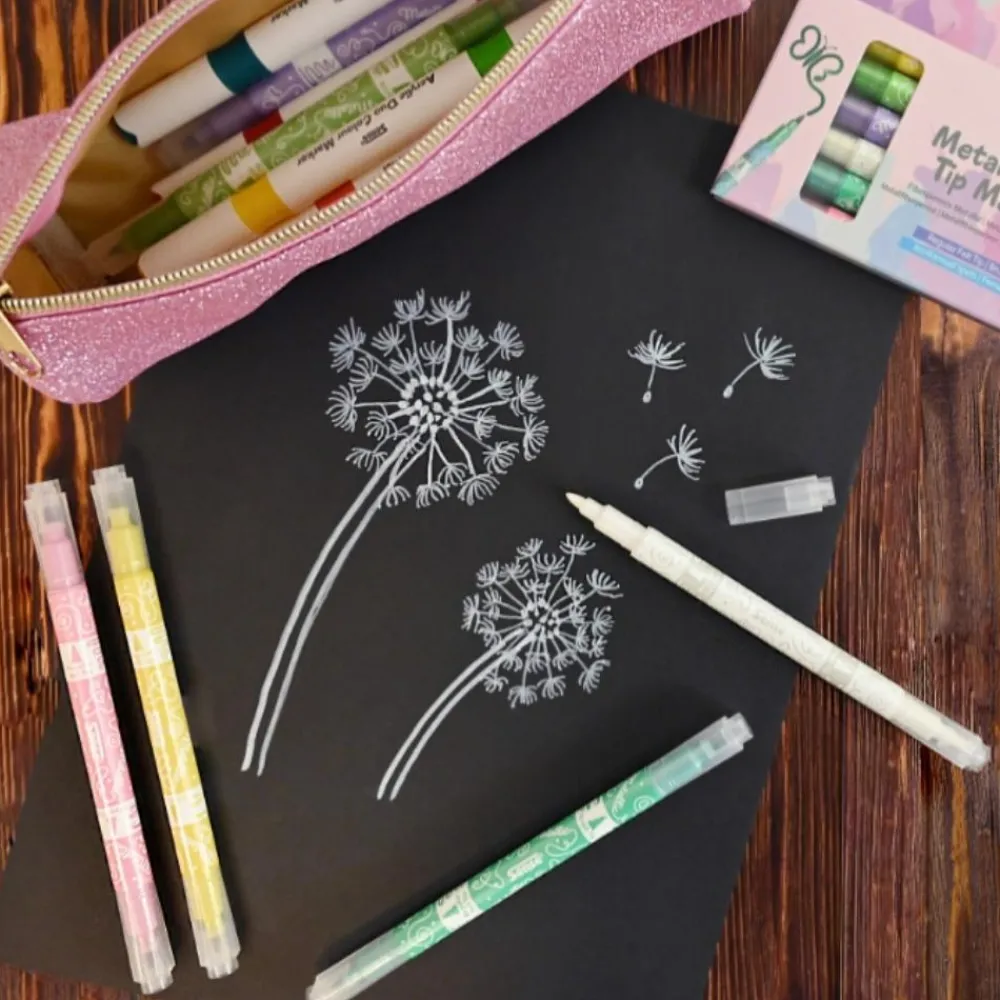 Hot Twin Markers - Metallic, 6 stk