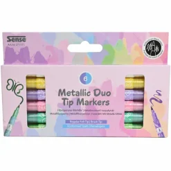 Hot Twin Markers - Metallic, 6 stk