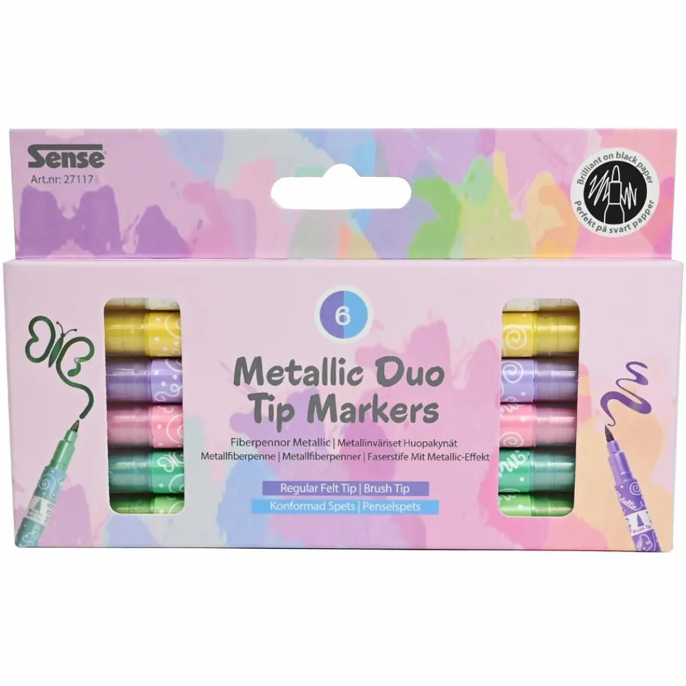 Hot Twin Markers - Metallic, 6 stk