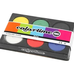 New Creativ Company Vandfarver Ø5,7 cm - Basisfarver, 6 stk